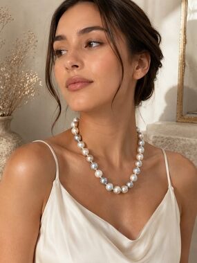 Vintage Glass Faux Pearl Necklace – 20"